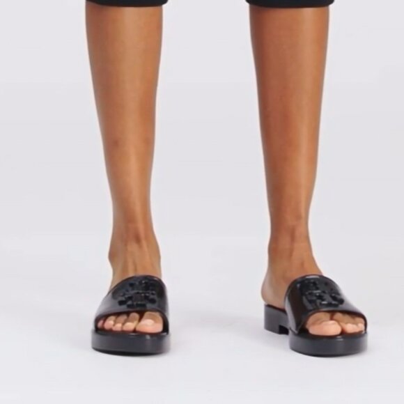 NEW TORY BURCH Eleanor Slides perfect black glossy finish for women 252 - Picture 8 of 13